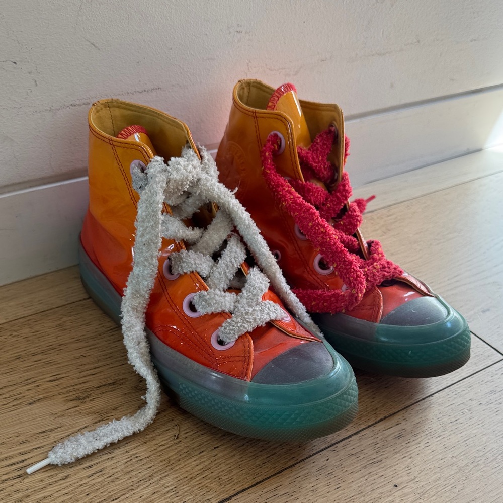 Converse Orange and Pink High-Top Sneakers